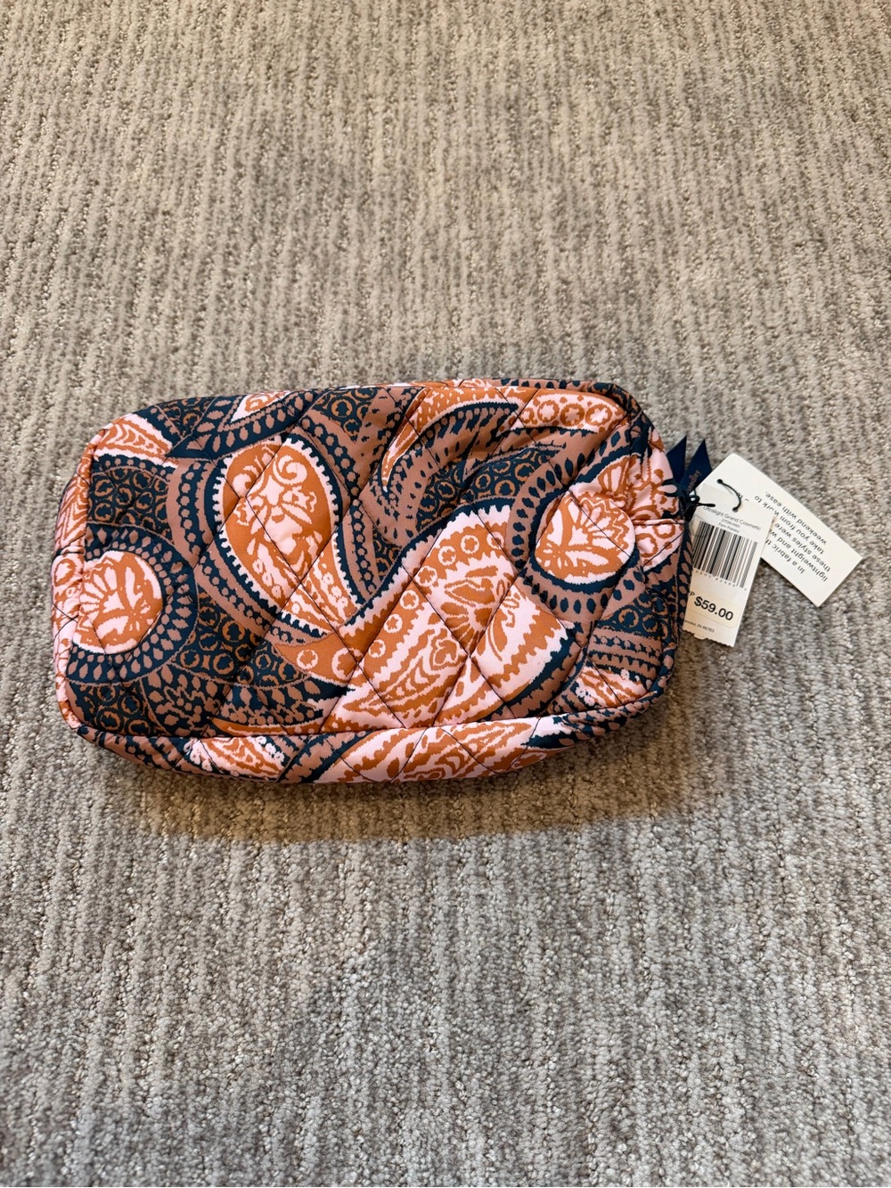 NWT Vera Bradley Quilted fern Paisley ultra light grand Cosmetic Pouch -